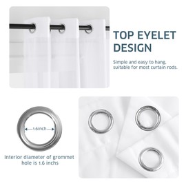 PONY DANCE White Voile Curtains 84 Inch Drop - Net Curtains with Light Filtering for Bedroom/Living Room, Home Decoration Grommet Airy & Lightweight Elegant Window Treatments, Set of 2, 54 x 84 inches