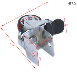 Faotup Swivel Caster Wheel with Brakes 1.5" U-Shape Caster Wheels for Furniture Heavy Duty Furniture Wheels 360 Degree Plate Swivel Caster Wheels(Pack of 4)