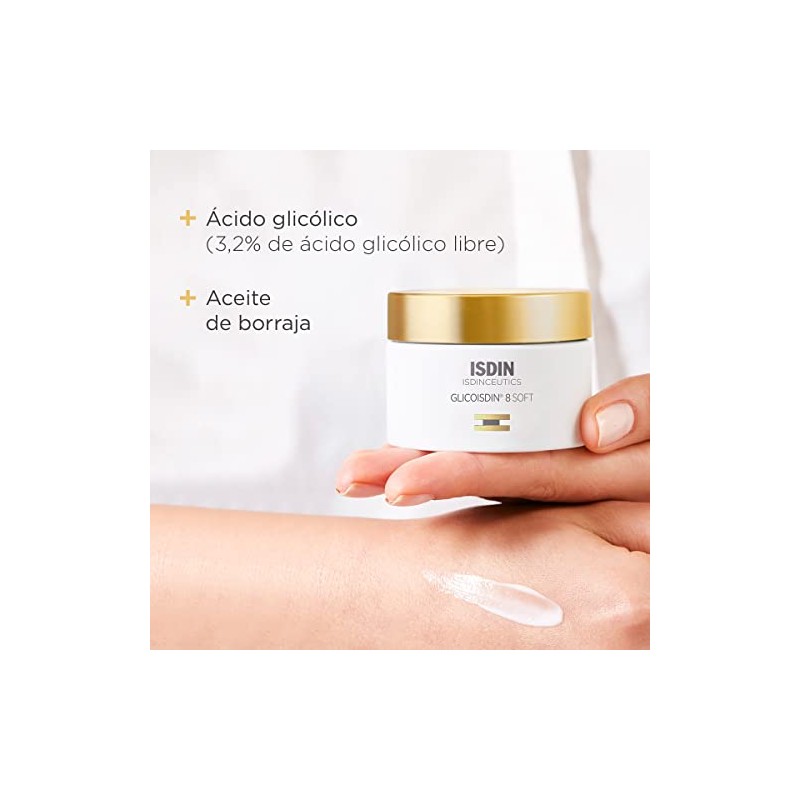 Isdinceutics Glicoisdin 8 Soft, Crema Facial Antiedad con Ácido Glicólico