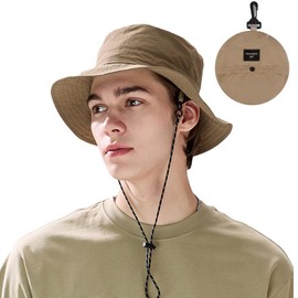 AWOCAN Women Bucket Hat Wide Brim Cap Packable Reversible Summer Sun Hat Fishing Hat Waterproof UV Protection for Men/Women (Polyester, khaki)