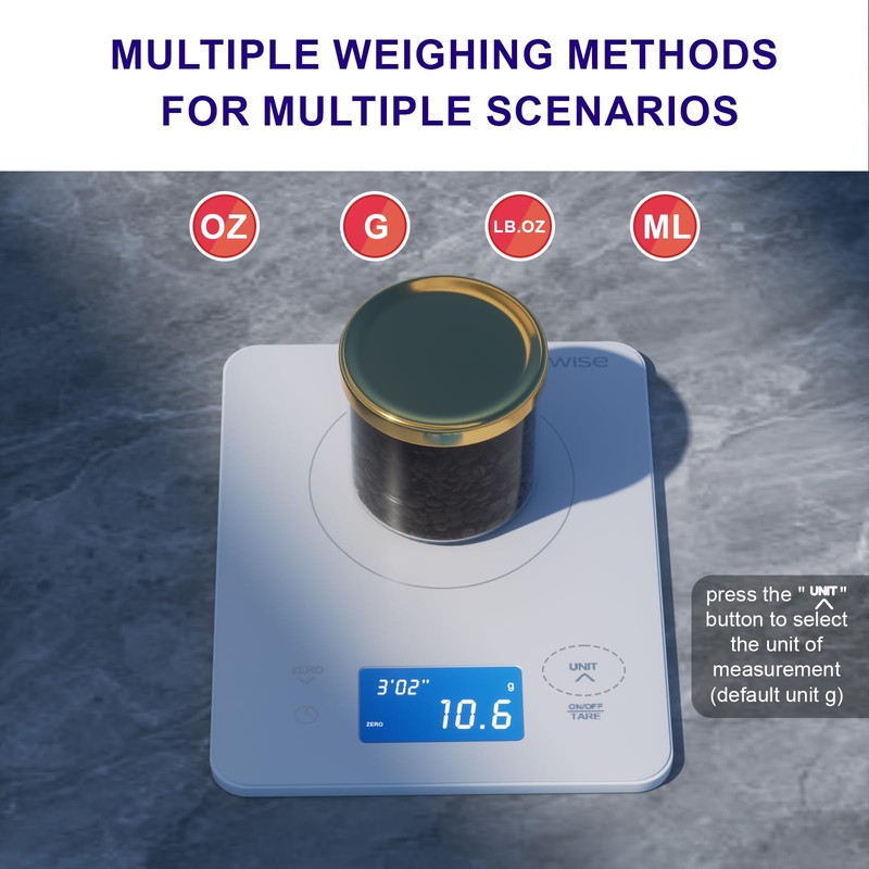 MEGAWISE High Precision Coffee Scale with Timer, Dual Power Supply,
