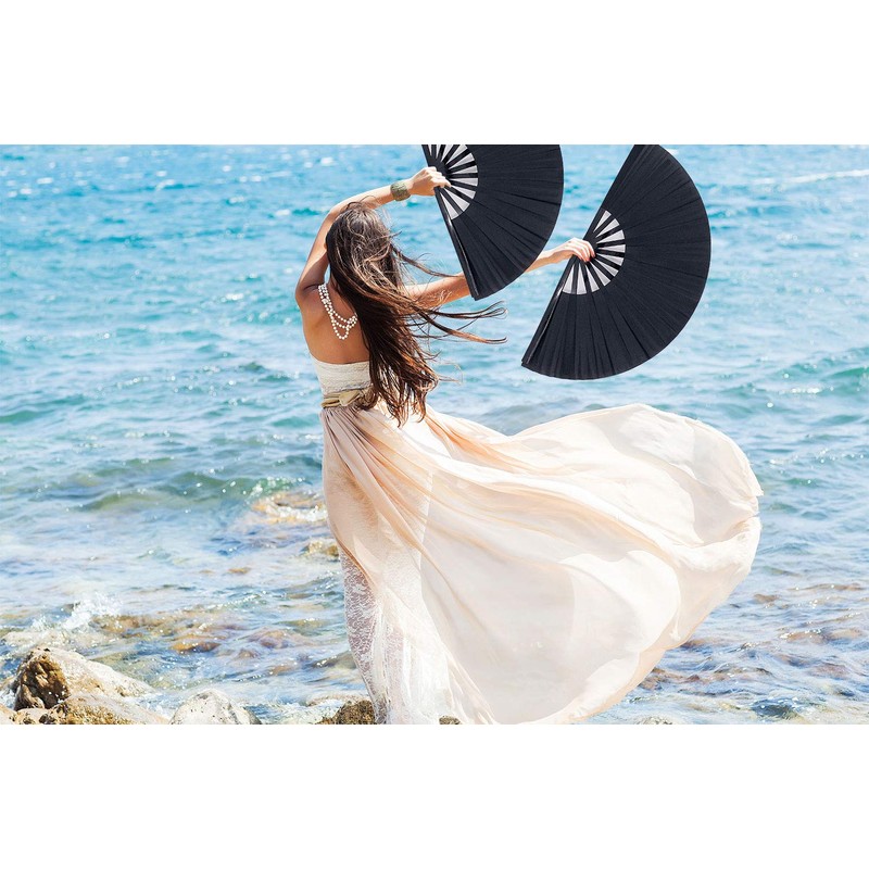 STHUAHE 2PCS Large Rave Fan Folding Hand Fan Clap Popping