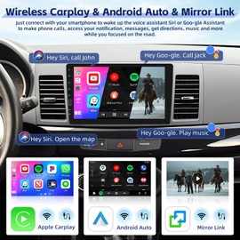 Fuluku 9 Inch Touch Screen Single Din Wireless Carplay Radio with Android Auto, Upgrade Car Stereo with Bluetooth USB EQ FM SWC Mic Backup Camera