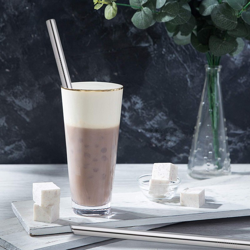 [Angled Tips] 5 Pcs 10" Reusable Bubble Tea Straws &