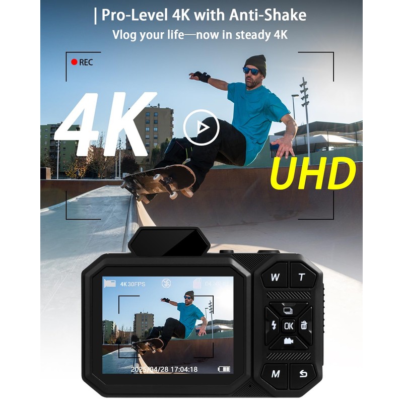 Digital Camera, Bextgoo 4K Vlogging Camera with 64GB Card, 48MP
