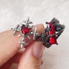 Bailanteバイランデ Unique Dark Cross Thorn Open Ring with Red Zircon
