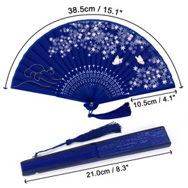 WEARXI Hand Held Fan, 4 PCS Hand Fans for Women Foldable, 8.3" Silk Folding Fan with Bamboo Frames, Chinese Japenese Paper Hand Fan Foldable for Cosplay, Dancing, Party, Wedding, Home Decoration