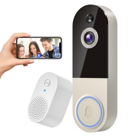 NexoSora 1080p Wireless Doorbell Camera with Receiver, AI Human Detection, 2-Way Audio, Night Vision, Cloud Storage (Sold Separately), Real-Time Alerts, Rechargeable Battery-Powered, 2.4Ghz Wi-Fi