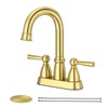 CREA Brushed Gold Bathroom Faucet 3 Holes,4 Inch Centerset Bathroom