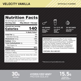 Optimum Nutrition Platinum Hydrowhey Protein Powder, 100% Hydrolyzed Whey Isolate Powder, Flavor: Velocity Vanilla, 3.5 Pounds (Packaging May Vary)