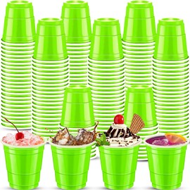cssopenss 500 pcs Fluorescent Green Plastic Shot Glasses Green shot glasses disposable 2 oz green Plastic Shot Cups for drinking Tastings served Snacks Jello Tastings and Samples