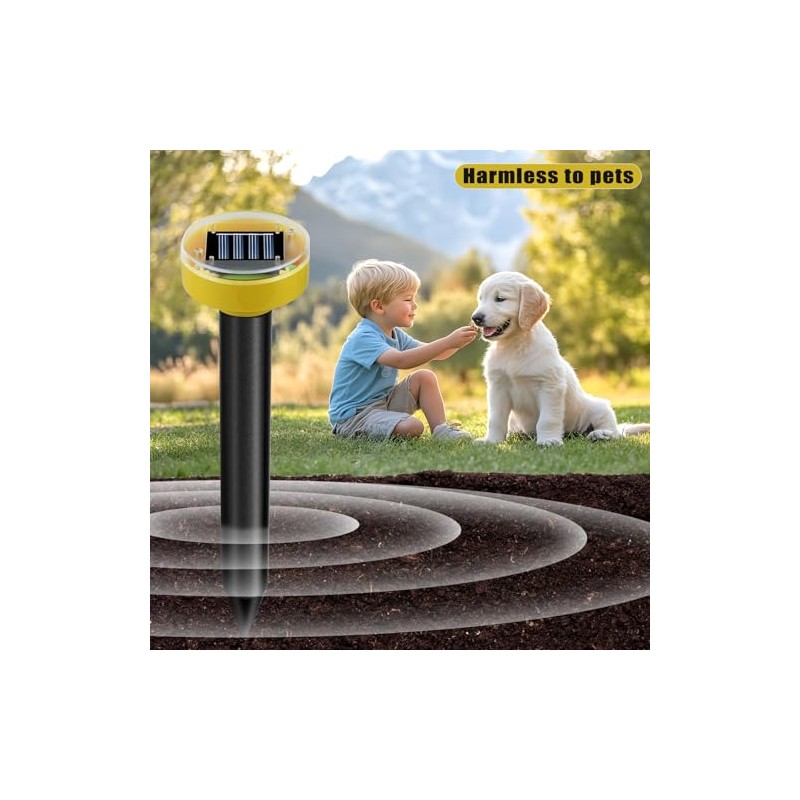 Snake Repellent for Yard 10 Pack, Ultrasonic Mole Repellent,Solar Powered