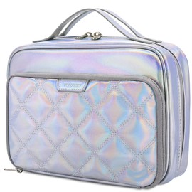 VX VONXURY Pencil Case, Large Capacity Pencil Pouch Portable Cosmetic Bag with 2 Detachable Layers 54 Slots Multiple Pen Organized for School Office College,Silver