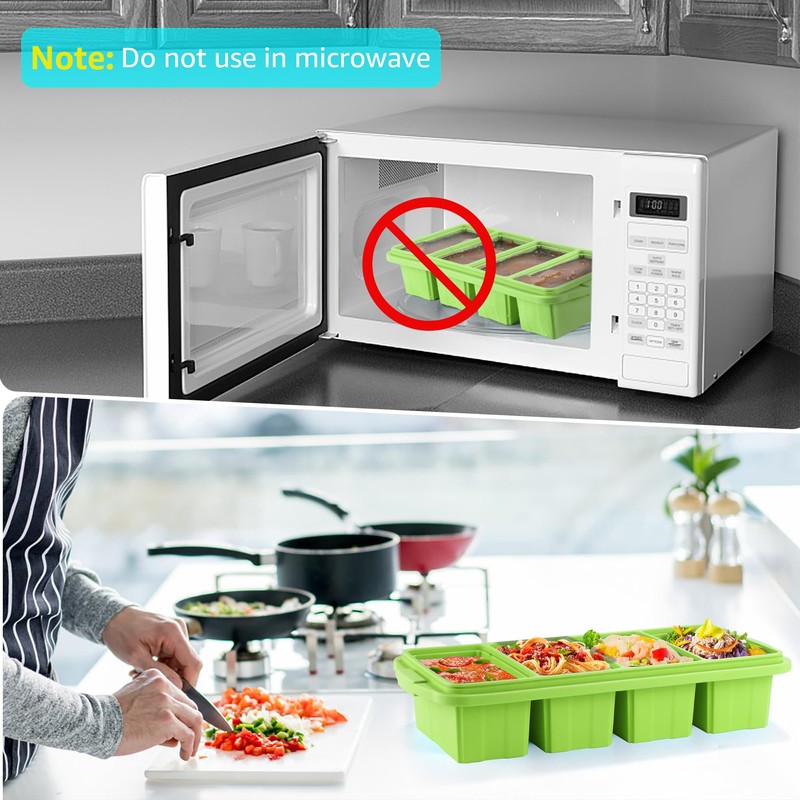 Ztomine Silicone Freezer Tray With Lid - Silicone Freezer Food