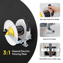 Electric Fence Reel 3:1 Geared Electric Fencing Standard Reels with Crank Geared Polywire Reel Stabilizer 2 Pack