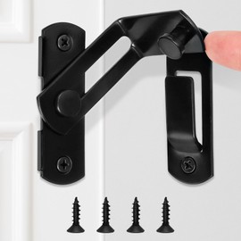 Barn Door Lock, 90 Degree Flip Latch, Angle Door Latch Buckle, Gate Latch for Barn, Pantry, Sliding Door, Pet Door, 201 Stainless Steel Gate Hardware Black