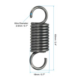 PATIKIL 1 Piece Extension Spring Wire Diameter 0.1" OD 0.7" Free Length 2.4" Spring Steel Dual Hook Tension Spring for Lone Tractor Home Repair DIY Gray