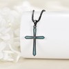 POPLYKE Black Turquoise Cross Necklace for Women 925 Sterling Silver