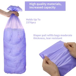 Refills Only Compatible with Dekor Classic Diaper Pail Refills, Compatible with Janibell Akord 280 Diaper Pail Refill Bags Extra 12% Length 6 Pack for 3000 Diapers, Extra Length Diaper Pail Refills
