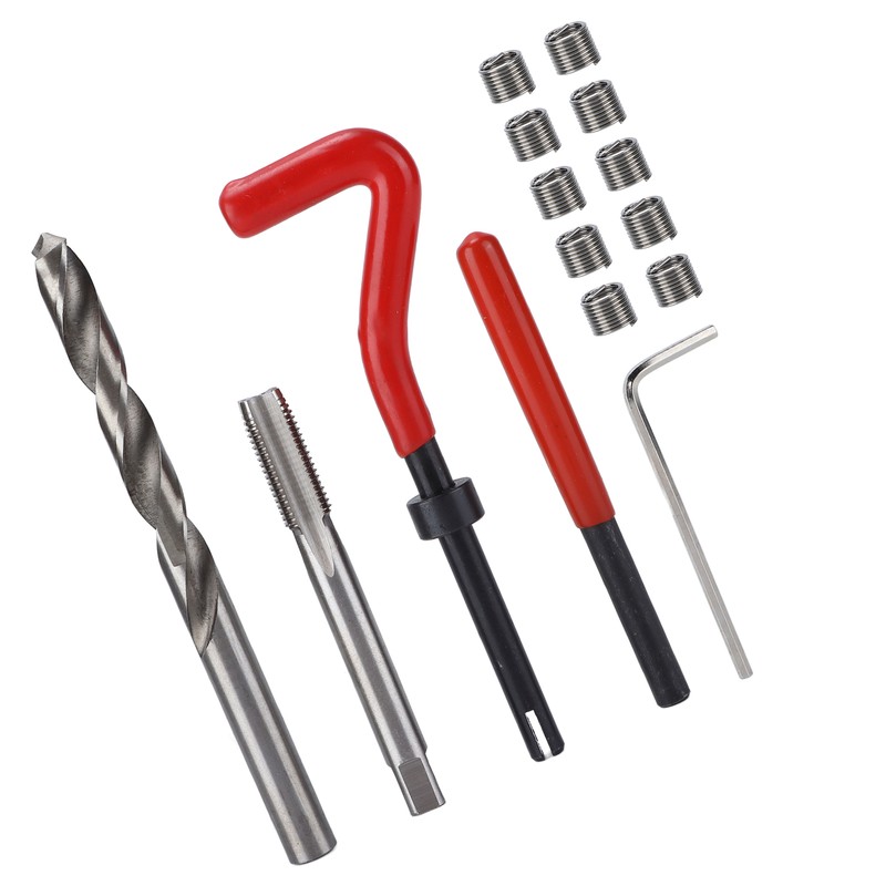 15 Pcs Thread Repair Tool Kit M10x1.25mm Metal Threaded Inserts
