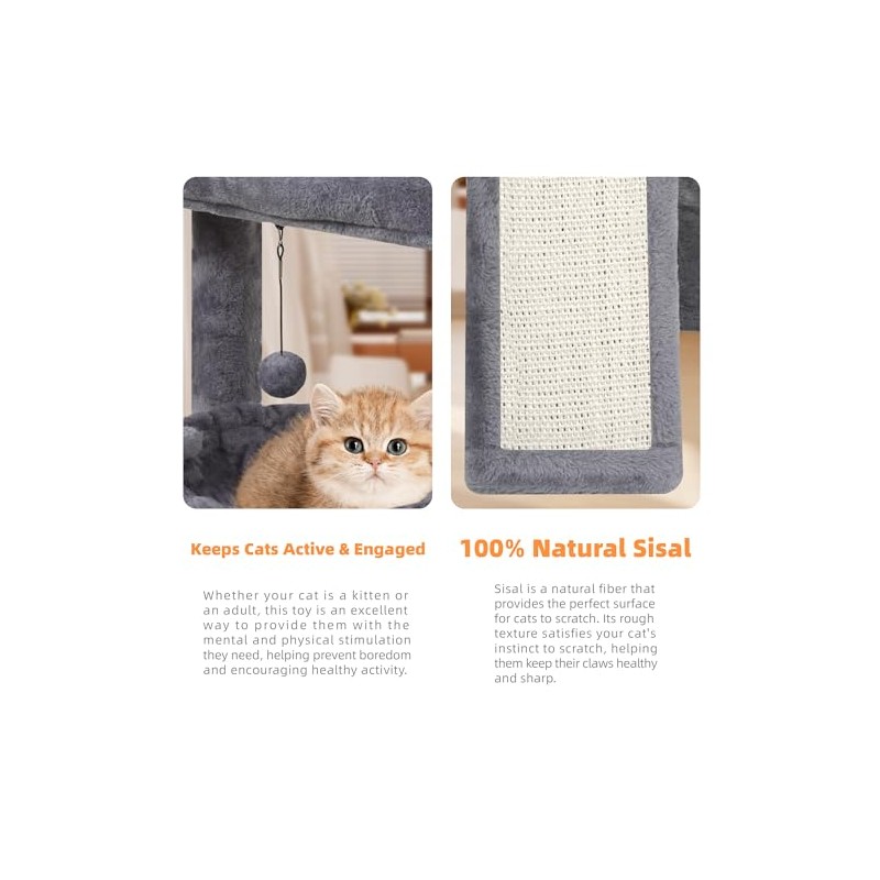YOUPET Cat Tree with Cat Scratching Post for Indoor Cats,