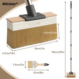 Mitclear Deck Stain Brush Applicator with Long Handle(59IN), 7IN Wide Deck Paint Brushes for Applying Stains, Paints and Sealer on Outdoor Wood Deck, Fence, Patio, Wall, Furniture