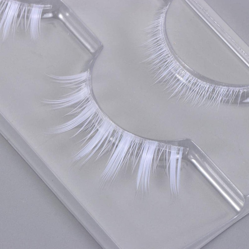 2 Pairs White False Eyelashes Cosplay Eyelashes Fashion Extension Makeup