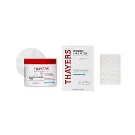 Thayers Blemish Clearing Acne Pads, Salicylic Acid Acne Treatment, Pore Reducing, Exfoliating, and Soothing Toner Pads, 60 Ct + Invisible S.O.S Hydrocolloid Acne Pimple Patch, Ultra-Thin, 22 Patches