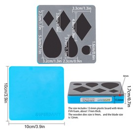 SUPERDANT Wooden Cutting Dies Leather Rhombus Teardrop Pattern Earring Cutting Dies Stencils Moulds Embossing Tool Plastic Protective Box for DIY Scrapbooking Card Craft 4x4in
