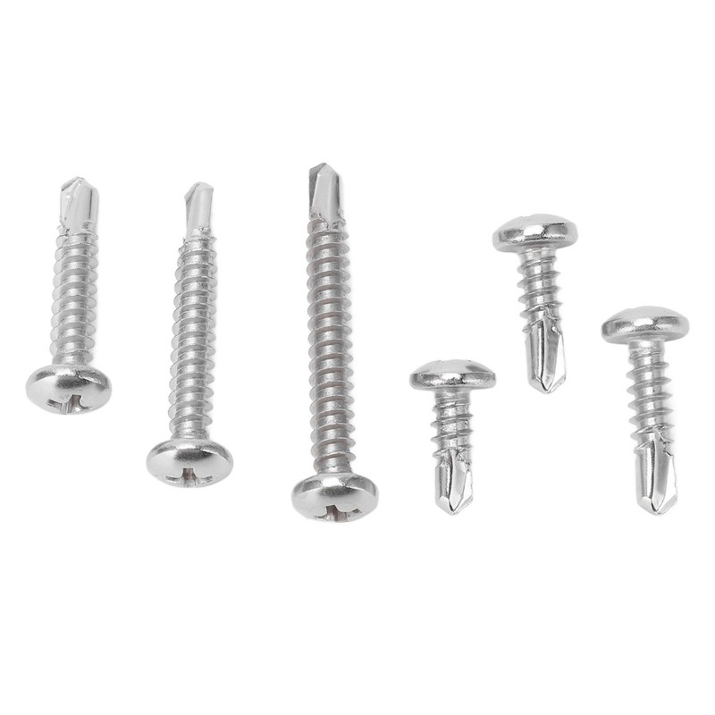 200PCS Round Head Cross Screws 304 Stainless Steel Self Drilling