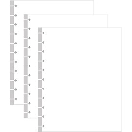 (3-Pack) Letter Size Blank Refill Paper, 11-Disc Discbound Blank Paper, 300Sheets / 600Pages TUL Blank Filler, 100gsm, White, 8.5'' x 11''