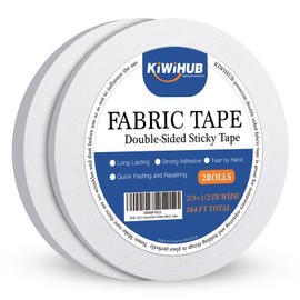 KIWIHUB Double Sided Fabric Tape for Clothes (2 Rolls) - Fabric Tape Strong Adhesive Cloth Hemming,Hem No Sewing or Ironing, Gluing (2/5inch+1/2inch)