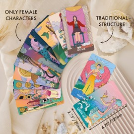 Wyspell Feminine Tarot Card Deck - Borderless - With Guidebook - Neoteric Beginner Tarot Deck Cards