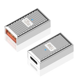 Duttek USB Female to USB C Female Adapter, 2 Pack, USB to USB Connector, Zinc Alloy USB 3.1 Type C to USB OTG Adapter 120 W, 10 Gbps for Laptop, PC, Charger