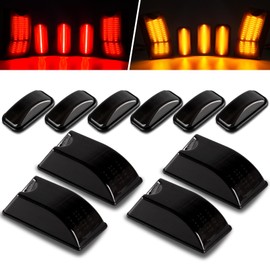 Gempro LED Cab Roof Marker Lights Top Clearance Running Lights Kits Compatible with 2003-2009 Hummer H2 SUT Smoked Lens, Front Amber Rear Red 10PCS,Turn Signal Lights