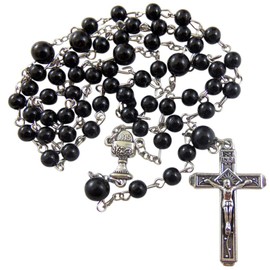 Boys First Communion Rosary Beads with Metal Crucifix & Center with Gift Bag