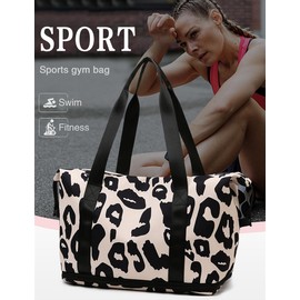 Heyjoin Travel Duffel Bag Expandable Waterproof Weekender Bag Large Gym Tote (Cow Khaki)