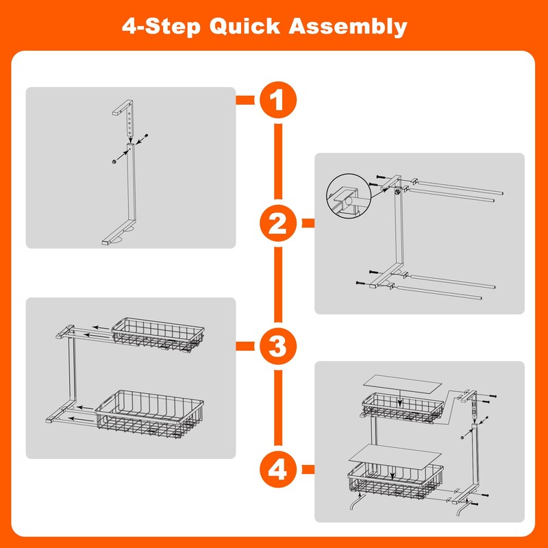 Under Sink Organizer, 2 Pack 2 Tier Under Sink Organizers