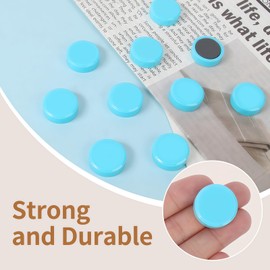QOJOPU Fridge Magnets, 30Pcs Strong Small Magnets, Decorative Heavy Duty Refrigerator Magnets, Round Mini Cute Magnet for Whiteboard, Fridge, Locker, Classroom, Kitchen, Office, Pastel Blue
