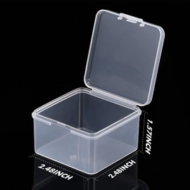 6 Pieces Mini Plastic Clear Beads Storage Containers Box for Collecting Small Items, Beads, Jewelry, Business Cards, Game Pieces, Crafts (2.48 x 2.48 x 1.57 Inch)
