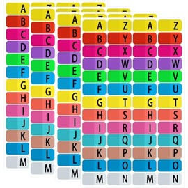 Alphabet Index Stickers Labels, Adhesive Colorful A-Z Tab Dividers for 3 Ring Binders Tabs,Alphabet Tabs Table of Contents Index Dividers for Notebook File Page Address Book Folder(208 Pcs)