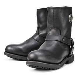 Milwaukee Leather MBM9042 Men's Black Ruf Leather Short Harness Motorcycle Boots w/Inside Zipper - 10