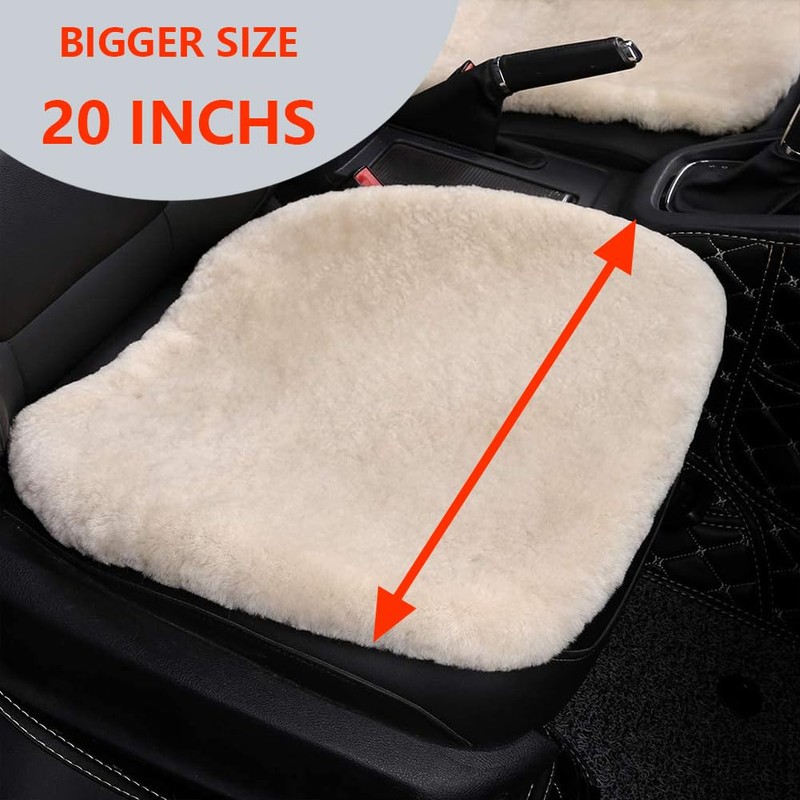 OGLAND Fluffy Genuine Sheepskin Car Seat Cover for Auto Fuzzy