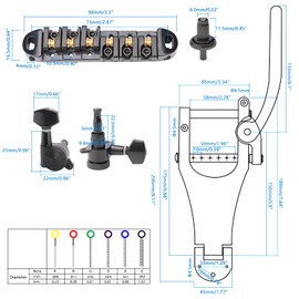JIUWU Guitar Bridge Tremolo Tailpiece Replacement Mini Self Locking Rotomatic Tuner for Electric Guitar, with Guitar String, String Cutter and Screwdriver, Black
