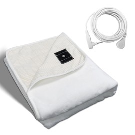 LAXVAPIU Grounding Blanket Queen Earth Connected Throw Silver Fiber Grounded Blanket for Bed Sofa Chair with 15ft Cord (60"x80",White)