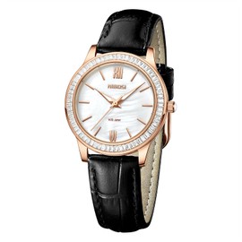 NIBOSI Watches for Women Analog Quartz Black Leather Strap Ladies Wrist Watches Dainty Vintage Classic Fashion Diamond Simple Casual Elegant Dress Women's Watch for Small Wrists