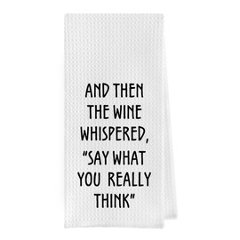 Geqtt Wine Lovers Dish Towel - Funny Wine Gifts Decorative Waffle Weave Kitchen Towels, Tea Towel, Hand Towel, Housewarming Gift (16×24 Inches)