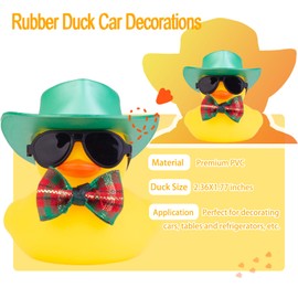 CoFuBcad Rubber Duck Car Dashboard St. Patrick's Day Decoration Cute Car Ornaments Accessories with Lucky Green Shamrocks Hat, Bow and Sunglasse(A7)