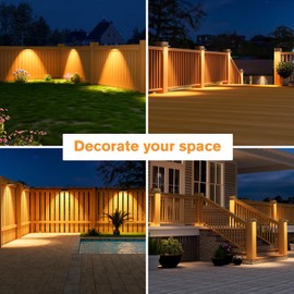 VOLISUN Solar Fence Lights Outdoor Waterproof IP65, 16 Pack Fence Lights Solar Powered 100 Lumens Auto On/Off Step Wall Lights Outside Decorations for Yard, Porch, Patio, Pool, Deck- Warm Light