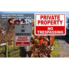 Large No Trespassing Signs Private Property Metal 10x14 Aluminum UV Ink Printing,Durable/Weatherproof Up to 7 Years Outdoor for House and Business (2-Pack)